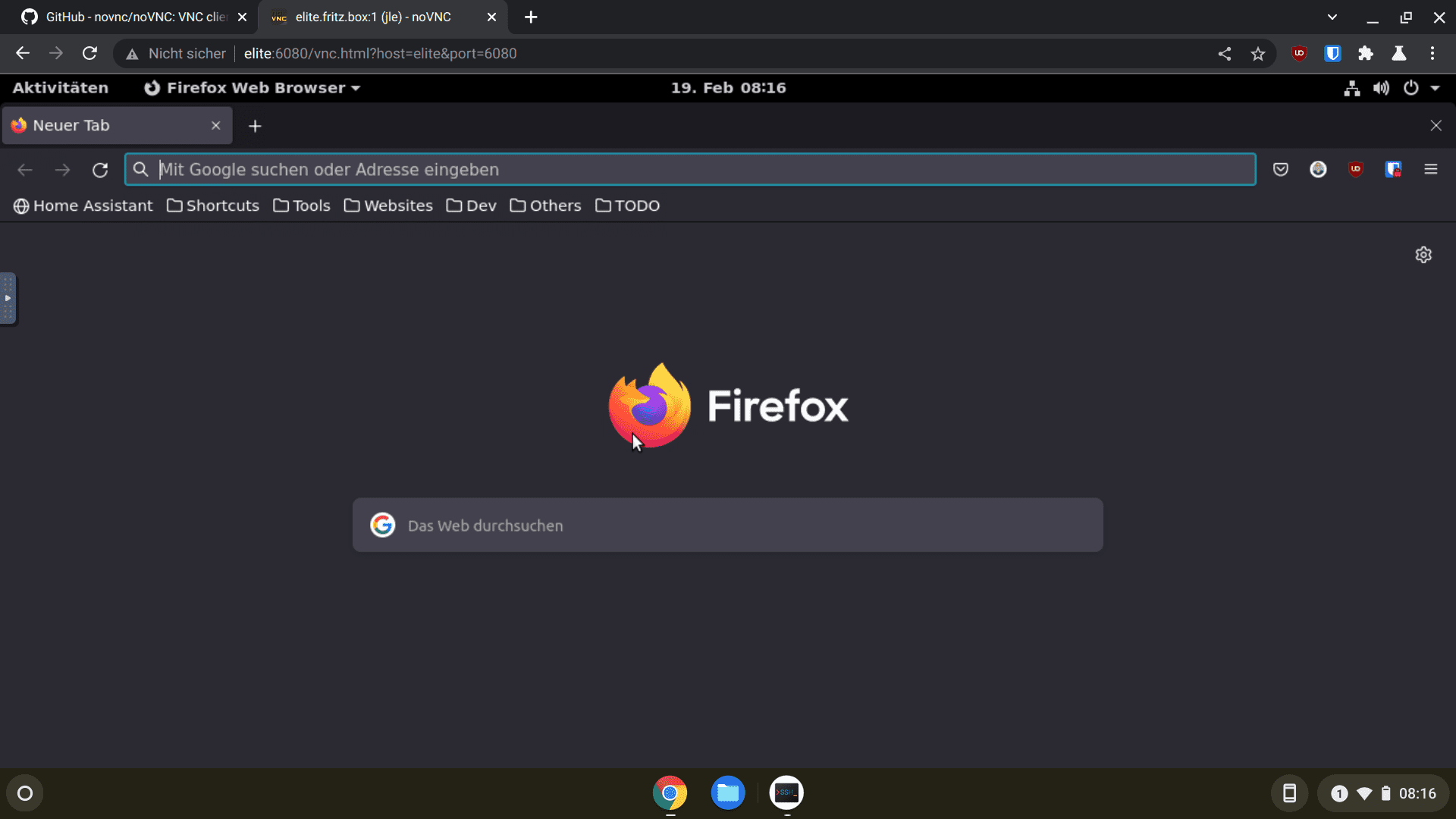 Firefox on Ubuntu using noVNC and TigerVNC on Chrome OS Flex