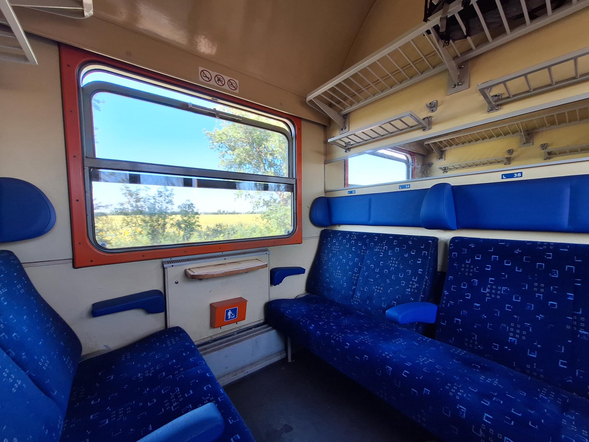 Inside a train compartment